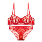 Ultra-Thin Contrast Color Lace Bra Set for Summer