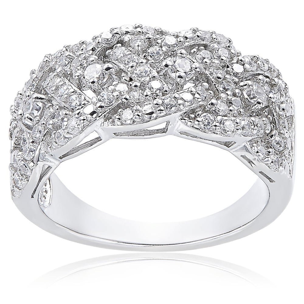Delicate Cross-braided -encrusted Ring
