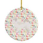Maltese Puppy Cut Merry Christmas Ceramic Ornament