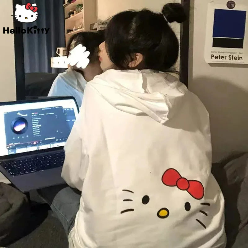 Y2K Women's Hoodie with Cute Sanrio Hello Kitty Print | Streetwear