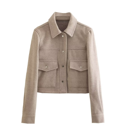 THE KONF™ Wool Blend Short Coat with Buttons (One Piece)
