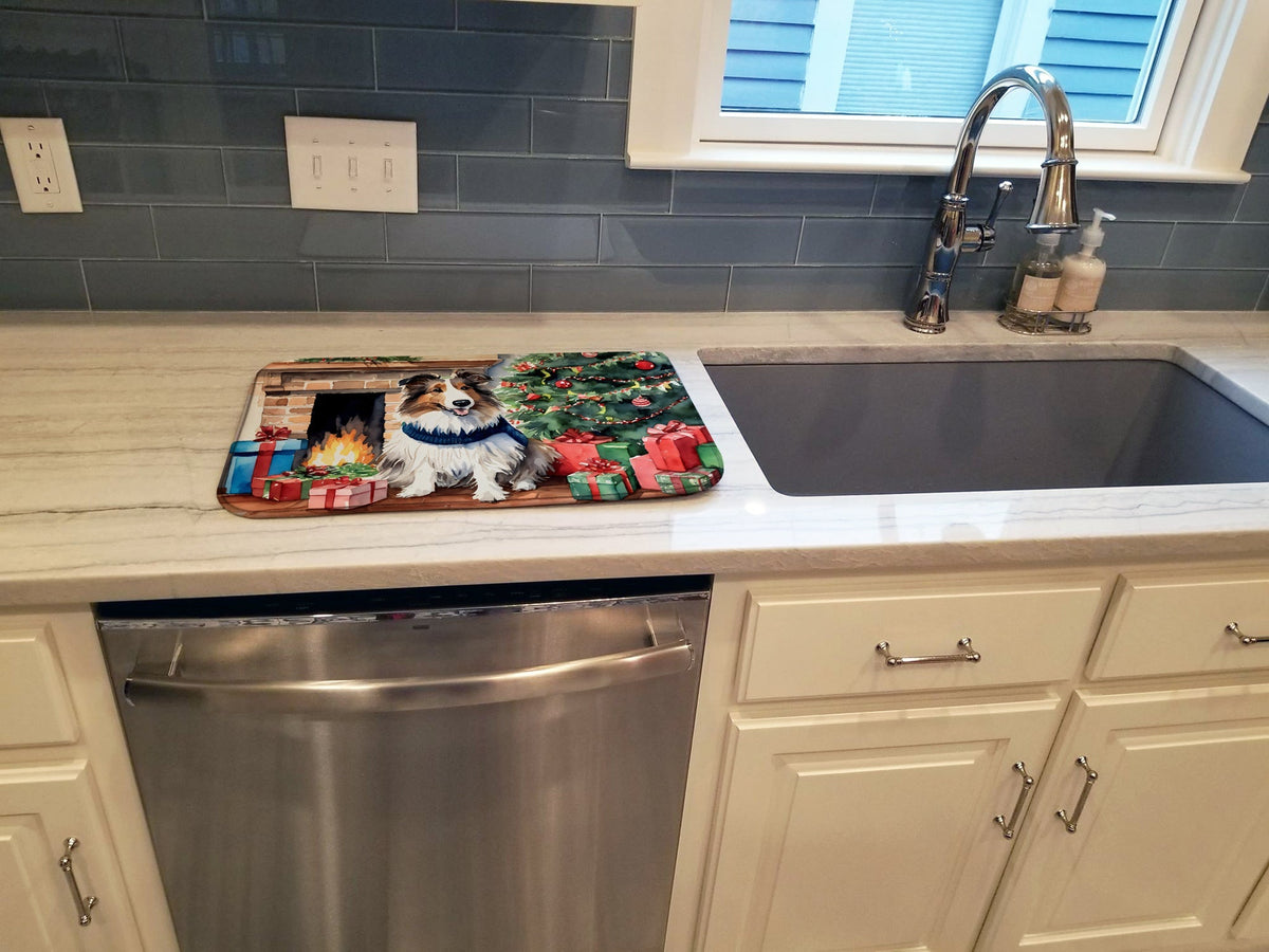 Sheltie Cozy Christmas Dish Drying Mat