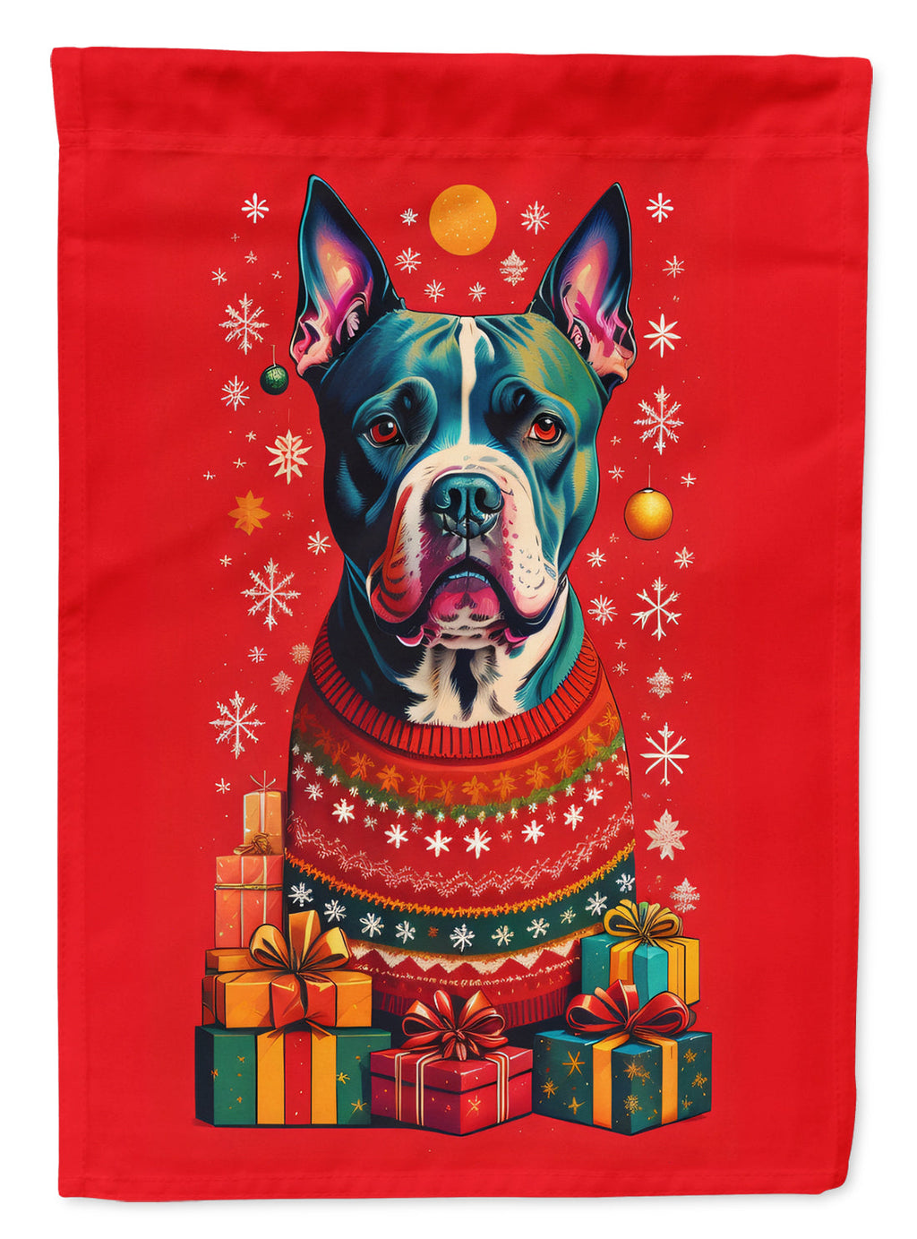 Staffordshire Bull Terrier Holiday Christmas Garden Flag