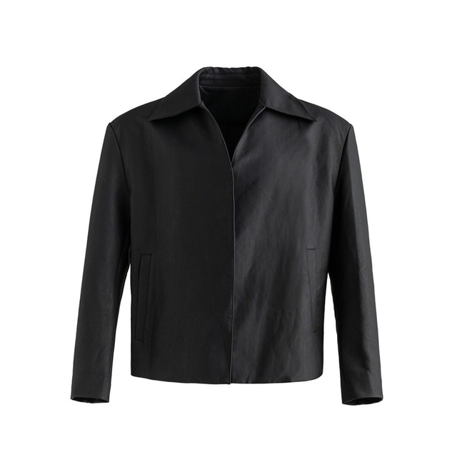 Minimalist PU Leather Jacket for Men - Spring/Fall 2024