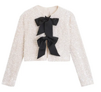 Versatile Bowknot Decoration Sequined Short Coat