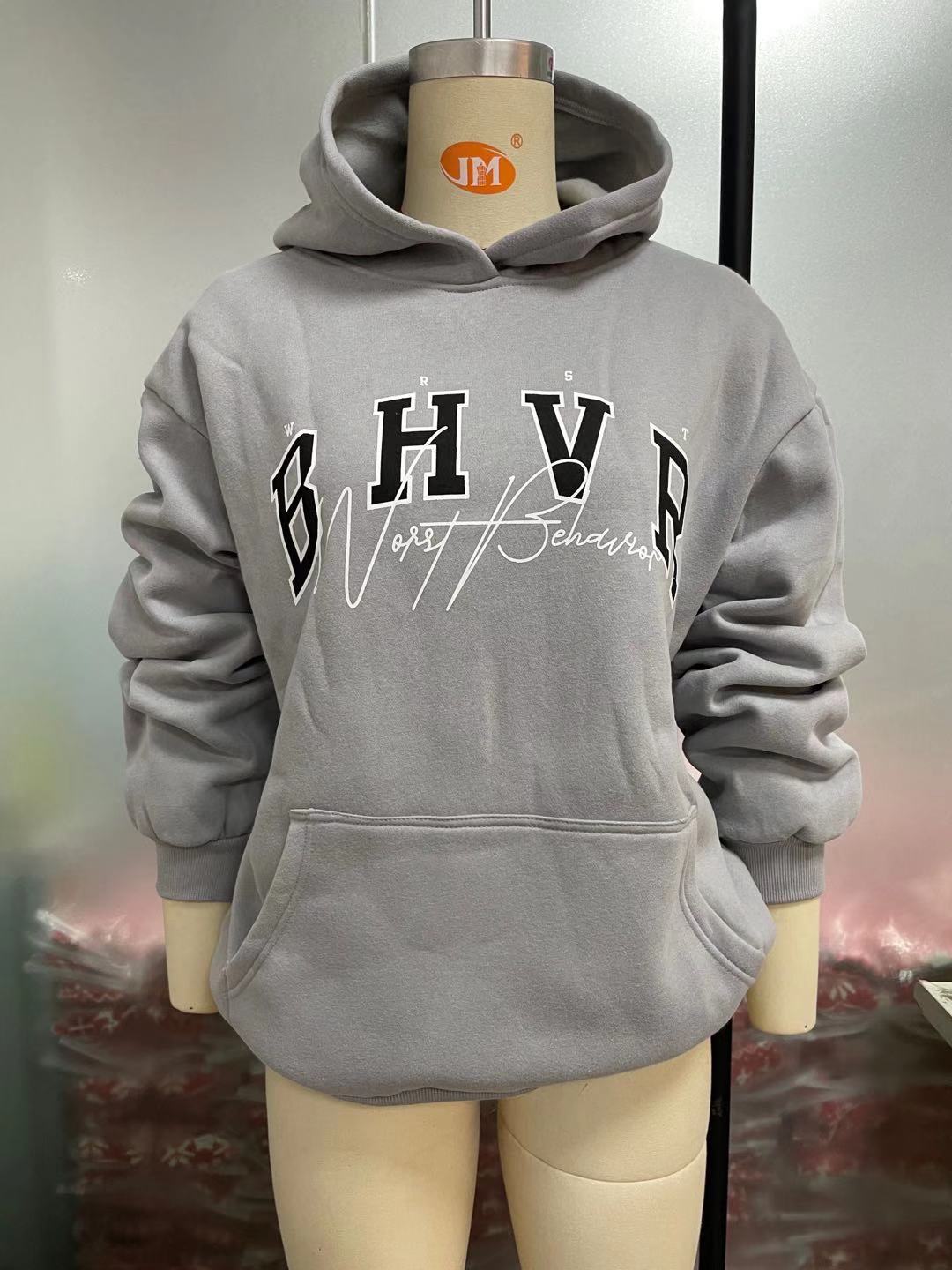 Game Letter Print Plush Long-sleeved Sweater