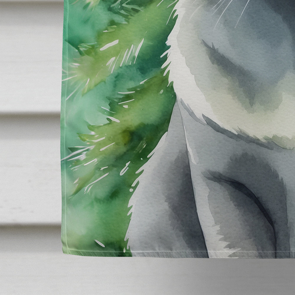 Korat Cat By the Christmas Tree House Flag