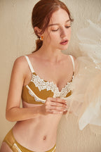 High-End Lace Trim Wireless Bra Set for Women
