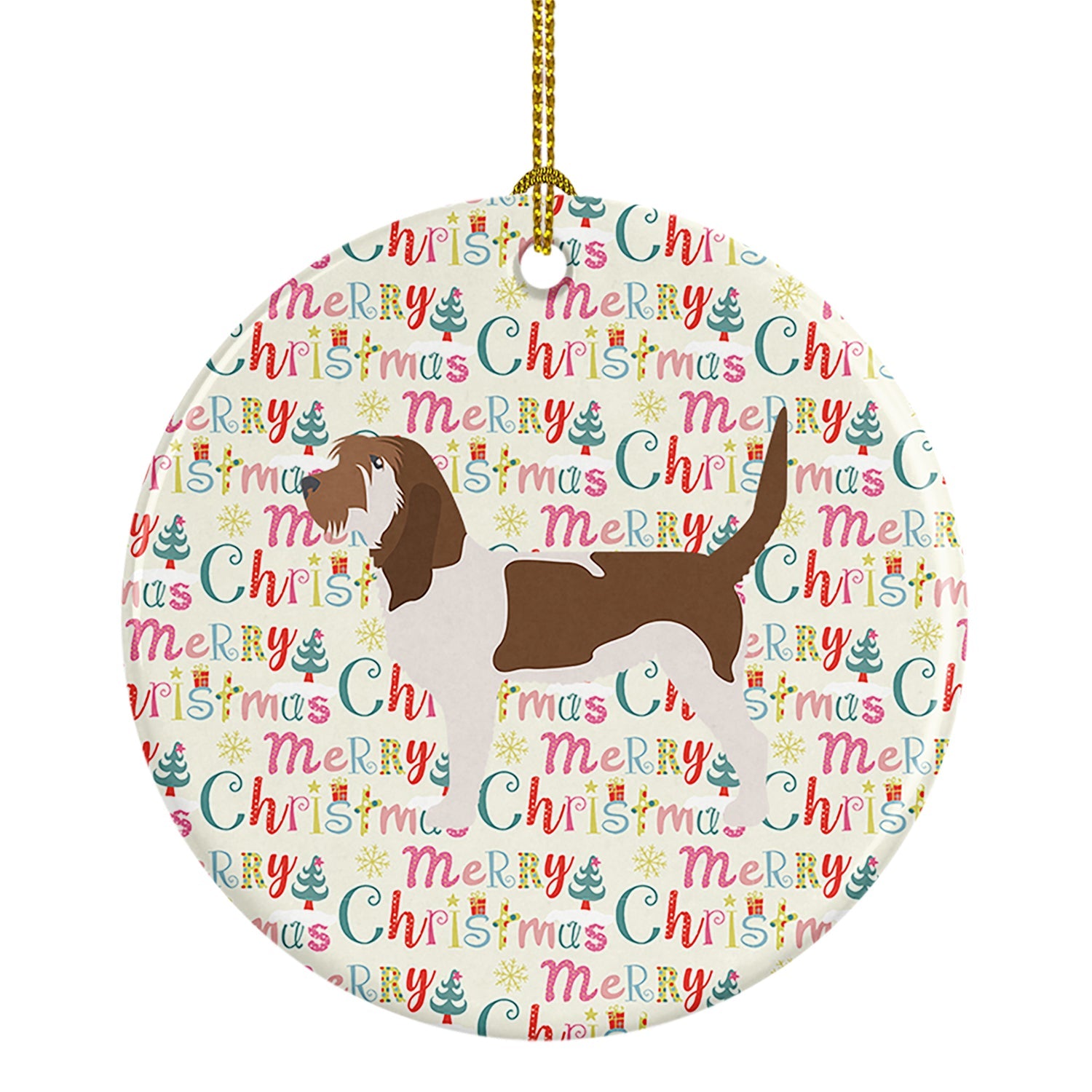 Grand Basset Griffon Vendeen Merry Christmas Ceramic Ornament