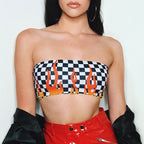 Flame Checkered One-Piece Bustier for Girls