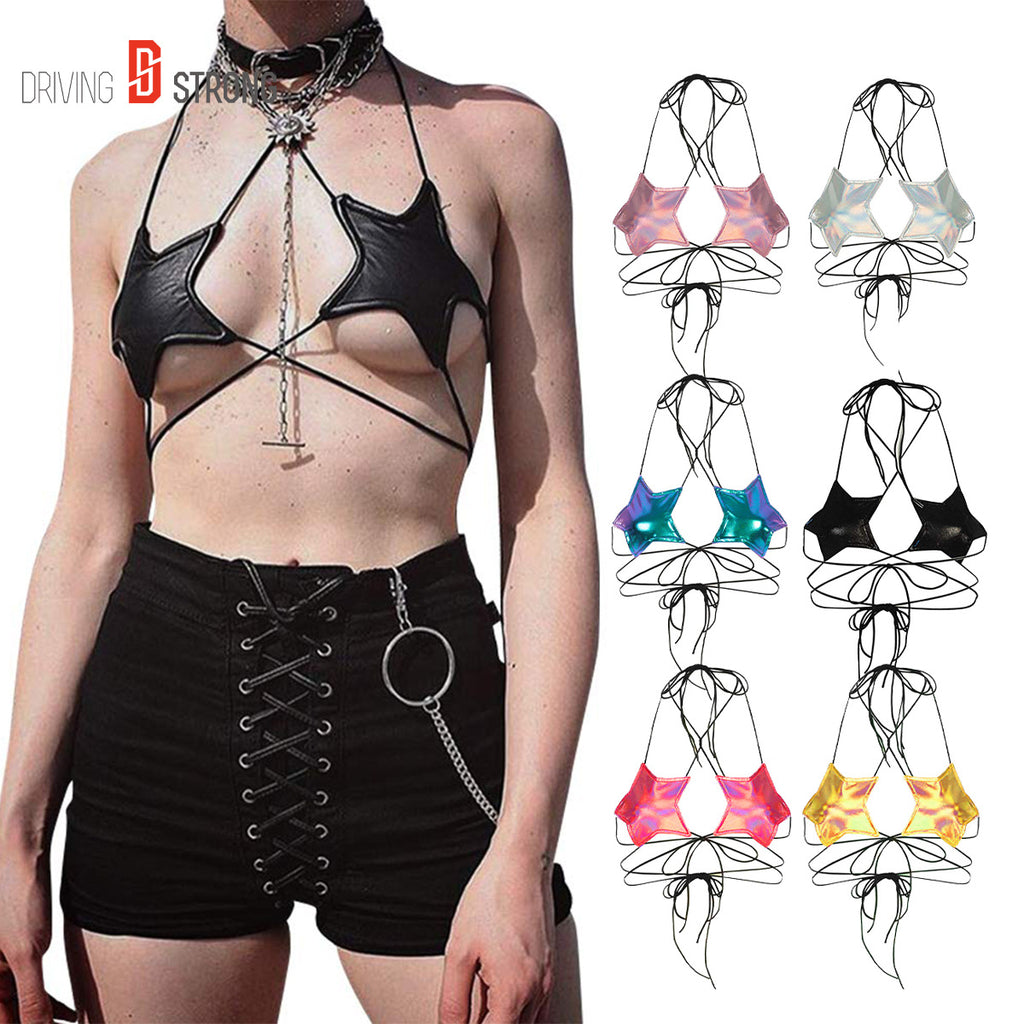 Lace-Up Sexy Punk Star Lingerie Top for Women
