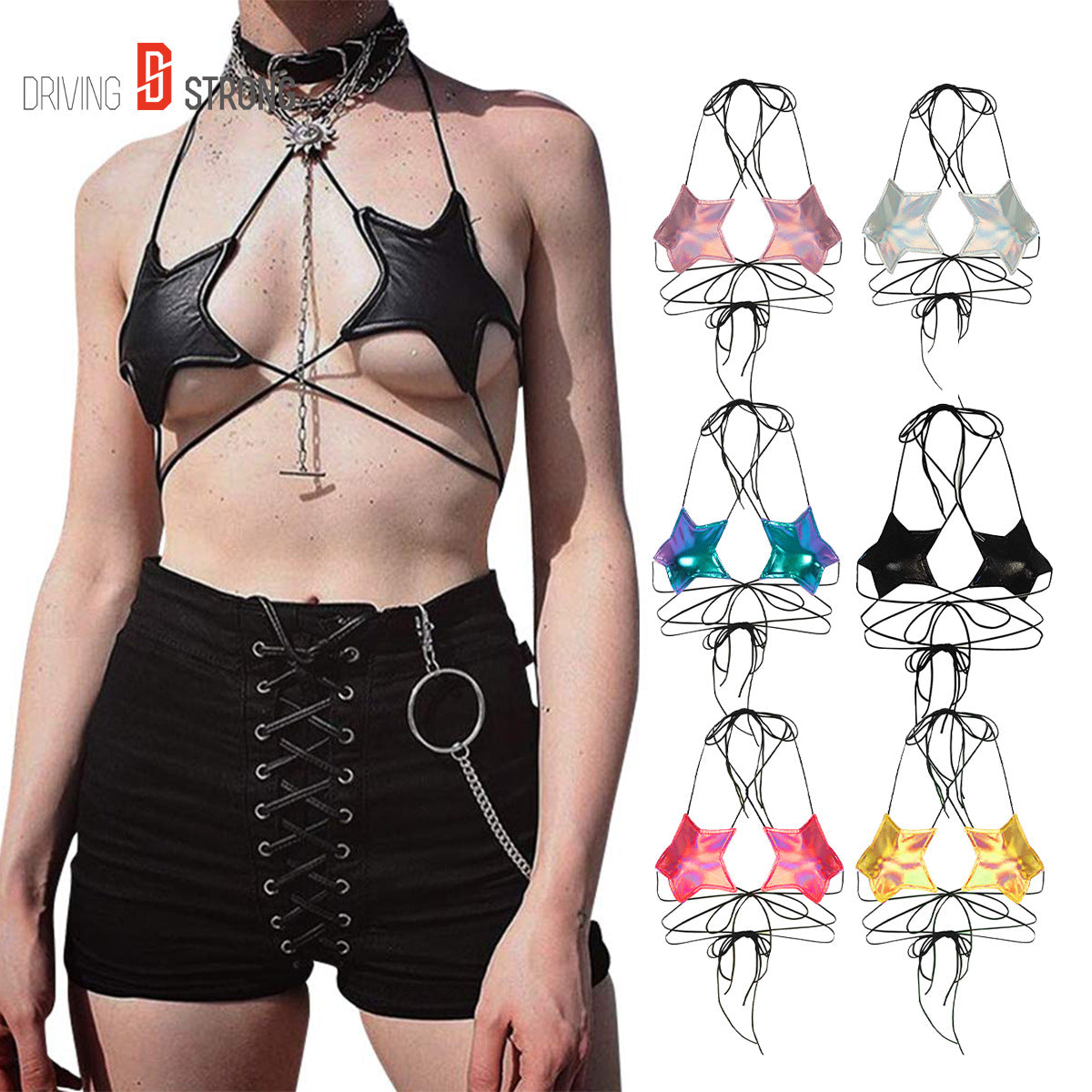Lace-Up Sexy Punk Star Lingerie Top for Women