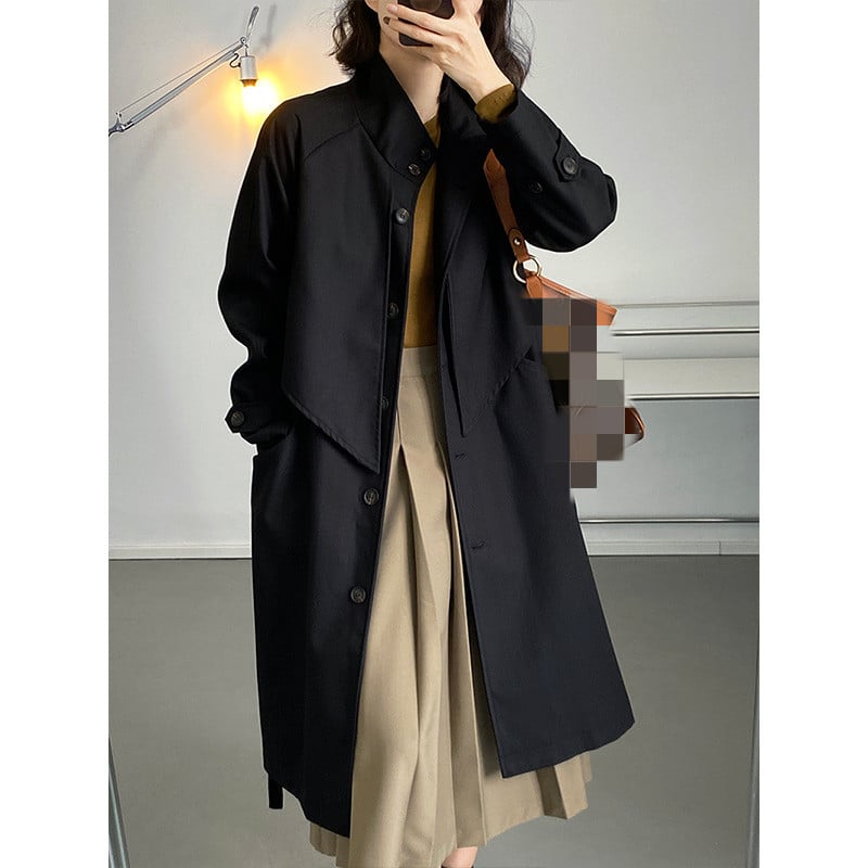 Slim Mid-Length Coat with Waist Detail