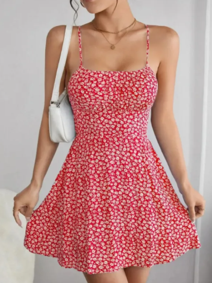 Floral Tie-Neck Dress