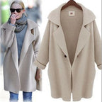 Mid-Length Suit Collar Knitted Jacket for Women