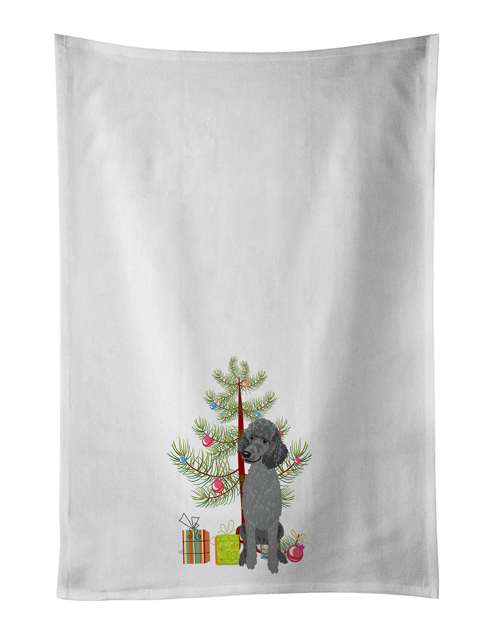 Poodle Standard Gray Christmas Kitchen Towel Set of 2