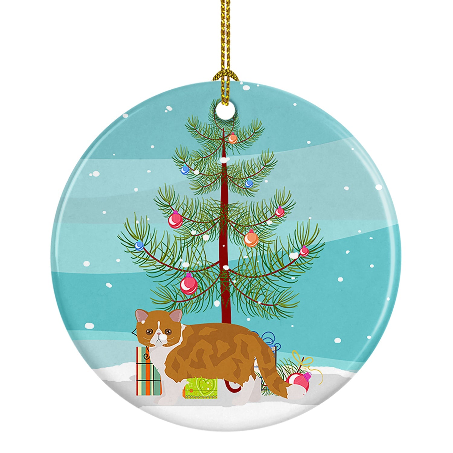 Exotic Shorthair Cat Christmas Ceramic Ornament