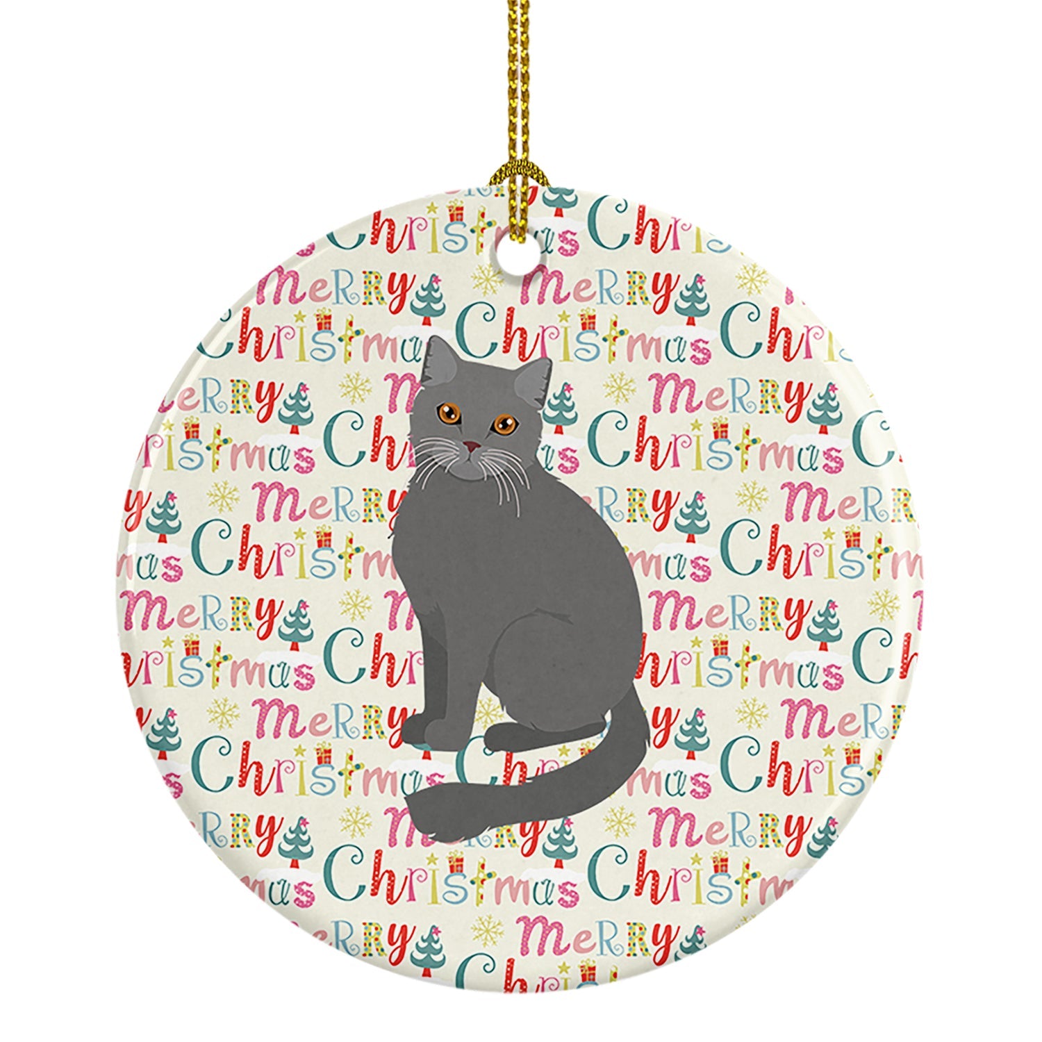 British Semi Longhair Cat Christmas Ceramic Ornament