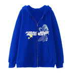 Dark Butterfly Print Zip-Up Casual Cardigan Sweatshirt | Streetwear