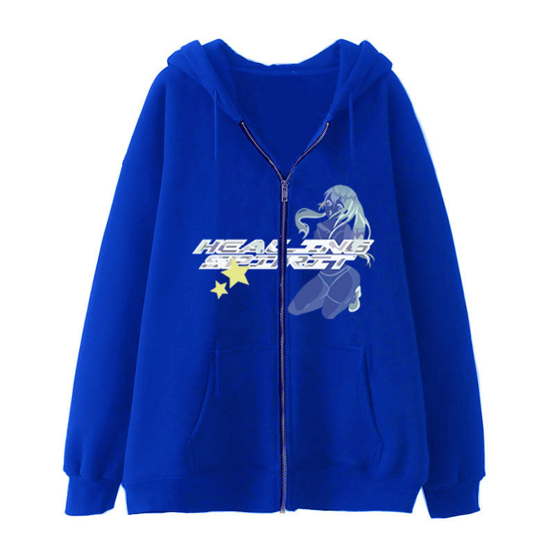 Dark Butterfly Print Zip-Up Casual Cardigan Sweatshirt | Streetwear