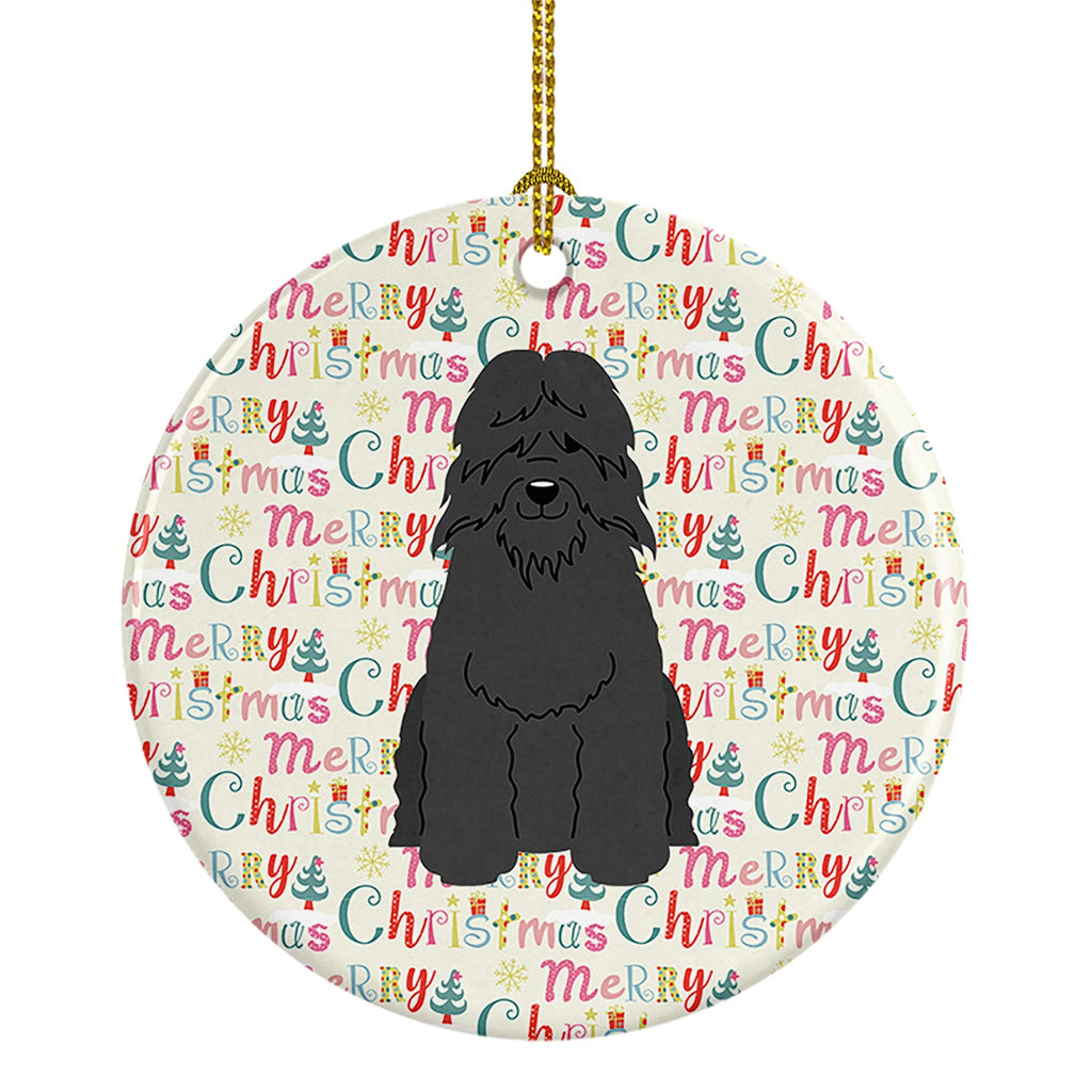 Merry Christmas Bouvier des Flandres Ceramic Ornament