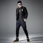 Men's Velvet Embroidered Baseball Jacket for Autumn/Winter