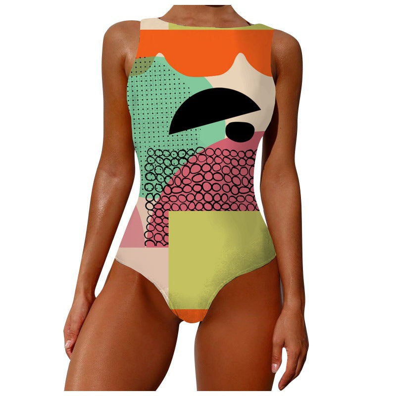 2022 Women's Irregular Print Anime Bikini Swimsuit
