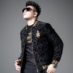 Men's Velvet Embroidered Baseball Jacket for Autumn/Winter