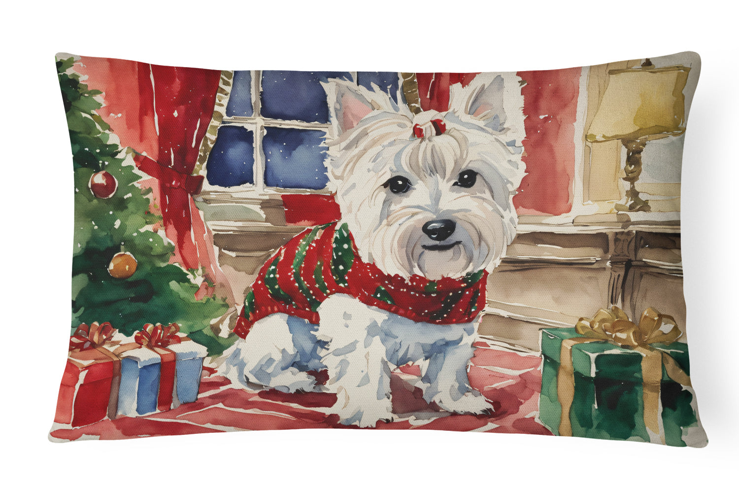 Westie Christmas Throw Pillow