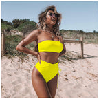 2019 New Style High Waist Strapless Bikini Swimsuit