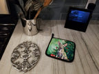 Peterbald Cat By the Christmas Tree Pair of Pot Holders