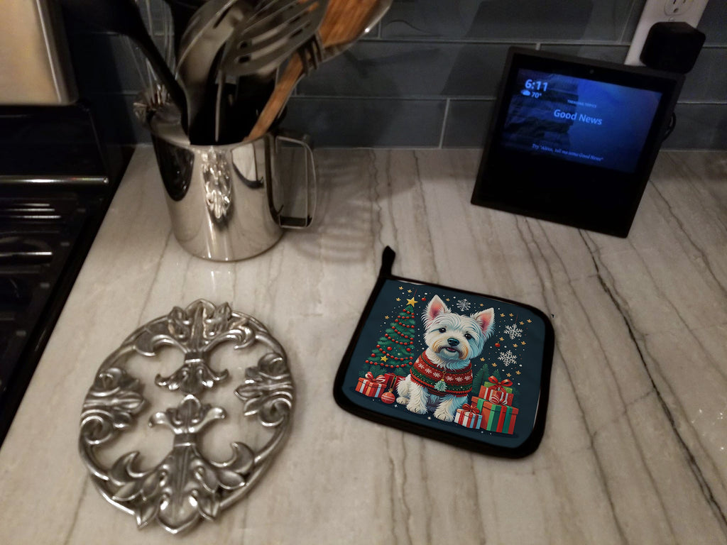 Westie Christmas Pair of Pot Holders