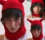 Horn Style Hand Crocheted Wool Hat | Embroidered Cap