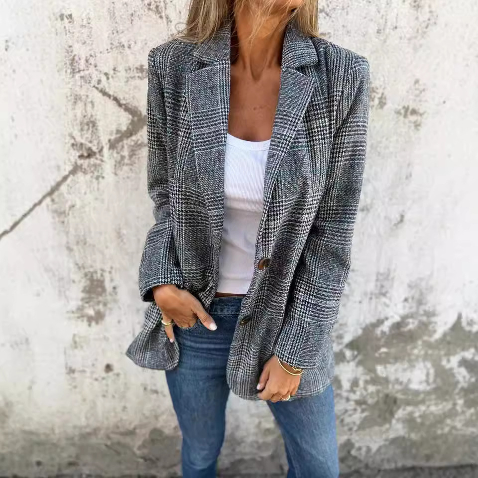 Women's Retro Houndstooth Suit Jacket