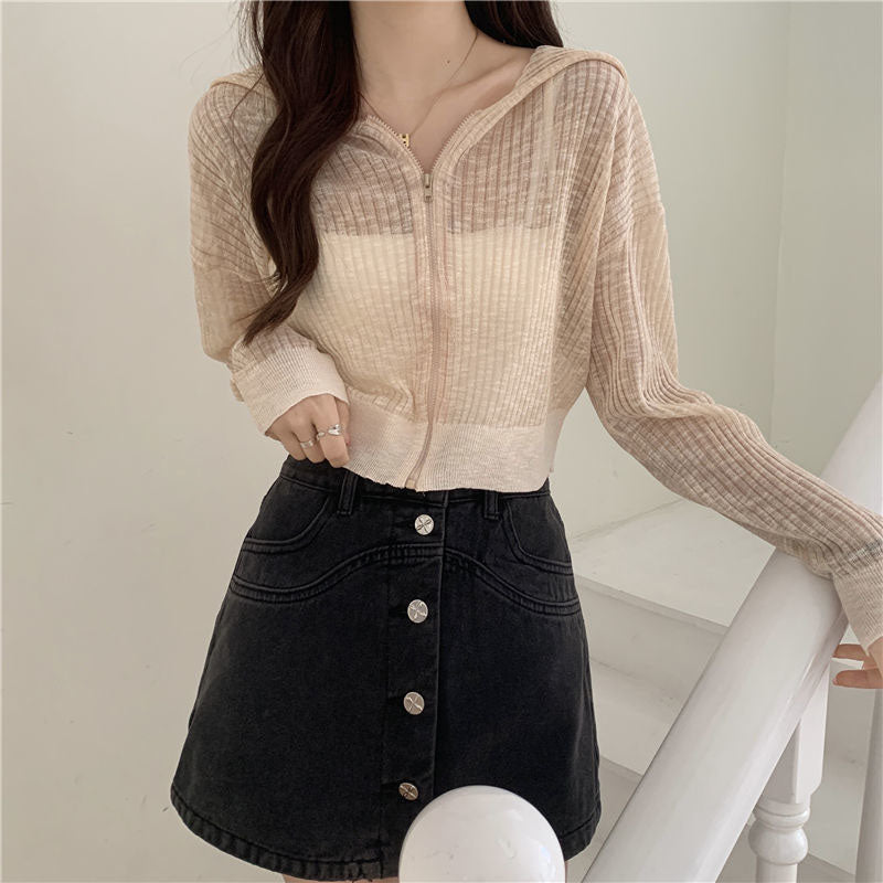 Lucyever Candy-Color Women's Summer Knit Cardigan Top