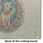 Lakeland Terrier Christmas Flowers Glass Cutting Board