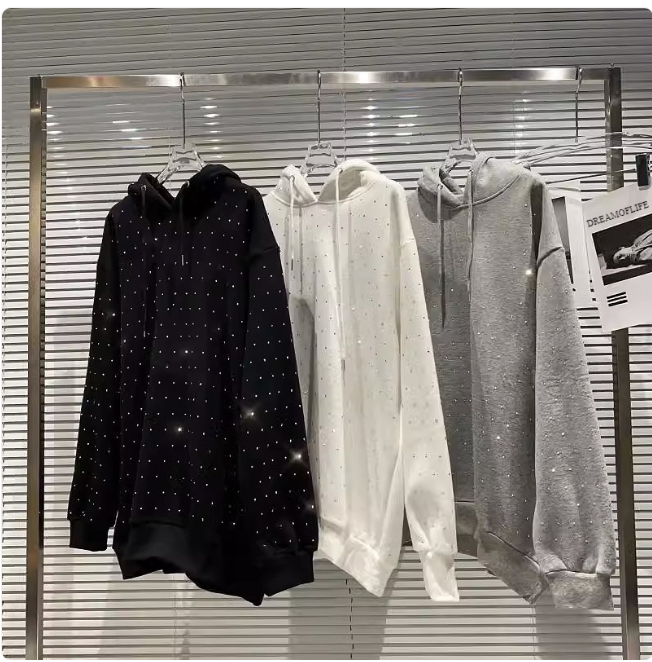Sparkle Rhinestone Hooded Pullover | Streetwear
