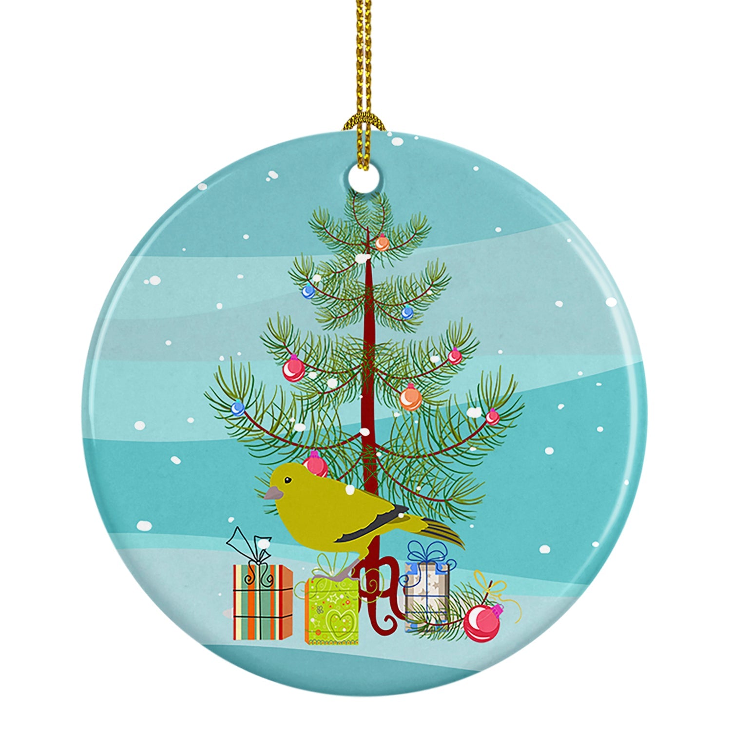 London Canary Merry Christmas Ceramic Ornament