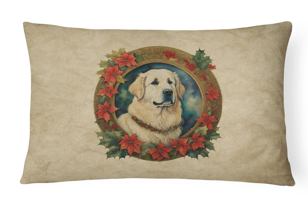 Great Pyrenees Christmas Flowers Throw Pillow