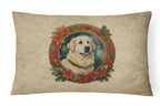 Great Pyrenees Christmas Flowers Throw Pillow