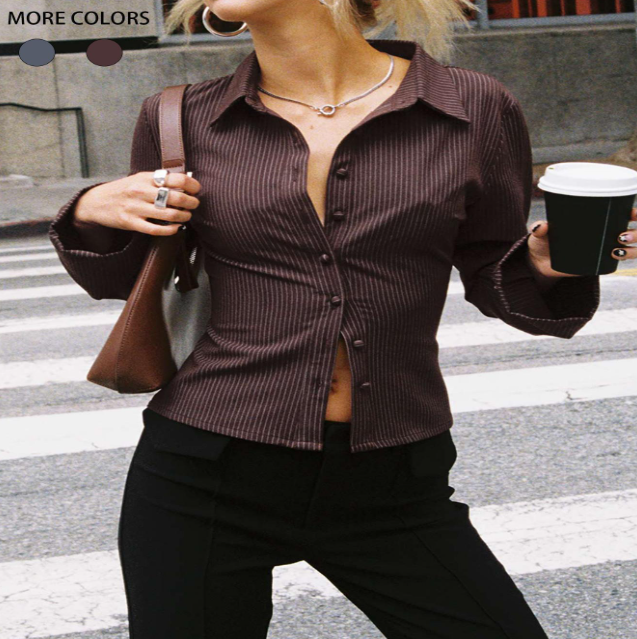 Lapel Breasted Cardigan Long Sleeve Shirt