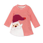 2019 Cotton Christmas Dress for Girls with Snowman Stripes