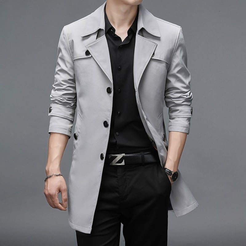 Men's Long Windbreaker Jacket - High Quality Plus Size