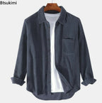 2024 Men's Corduroy Long Sleeve Casual Shirt with Pockets