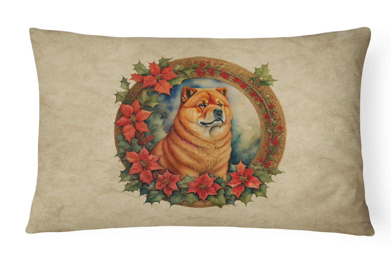 Chow Chow Christmas Flowers Throw Pillow