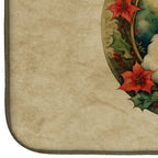 Japanese Spitz Christmas Flowers Dish Drying Mat