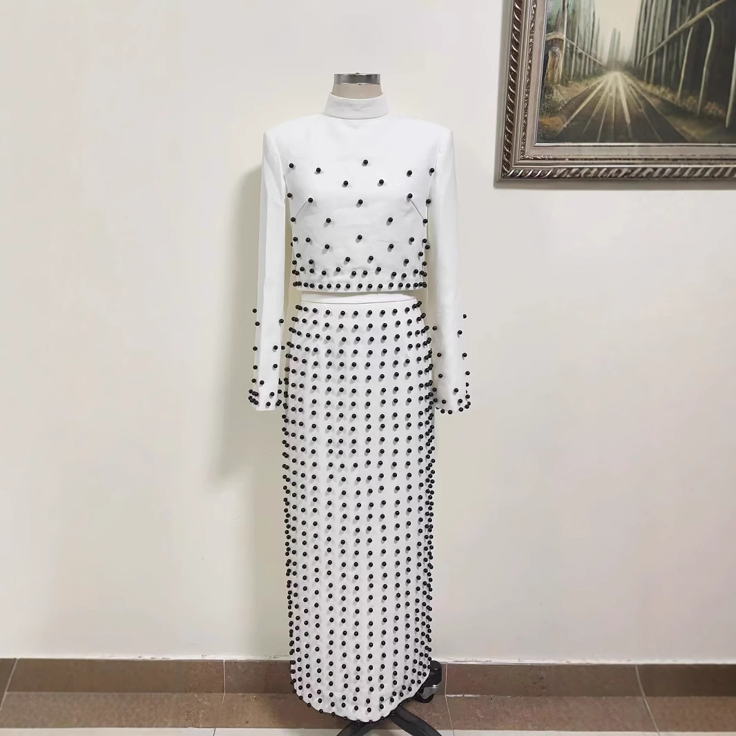 Beaded Half Turtleneck Suit