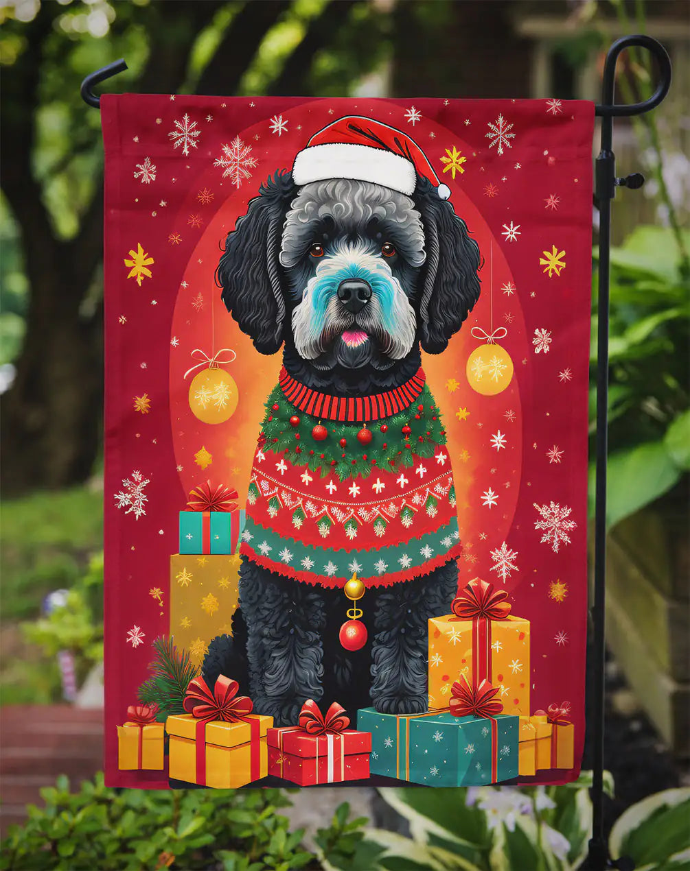 Portuguese Water Dog Holiday Christmas Garden Flag