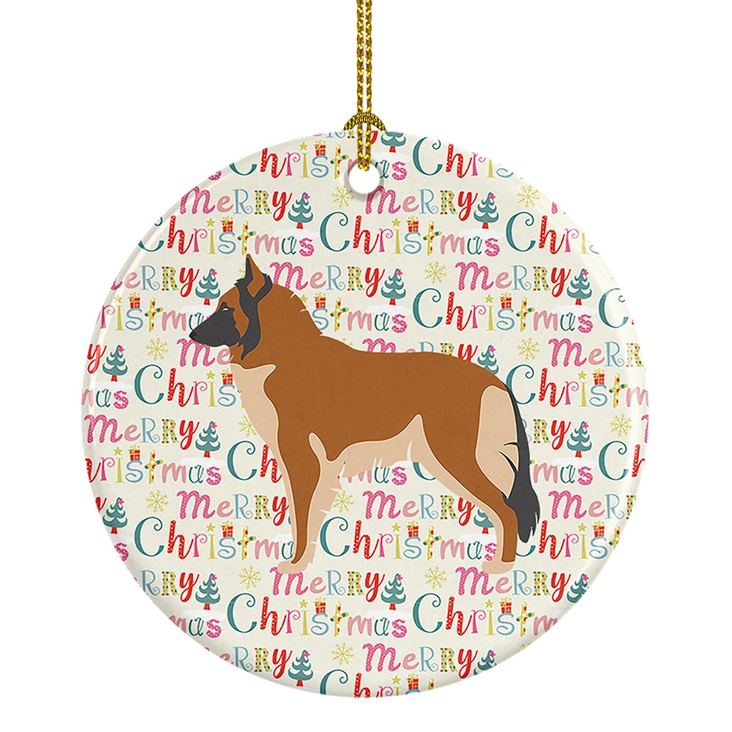 Belgian Tervuren Merry Christmas Ceramic Ornament
