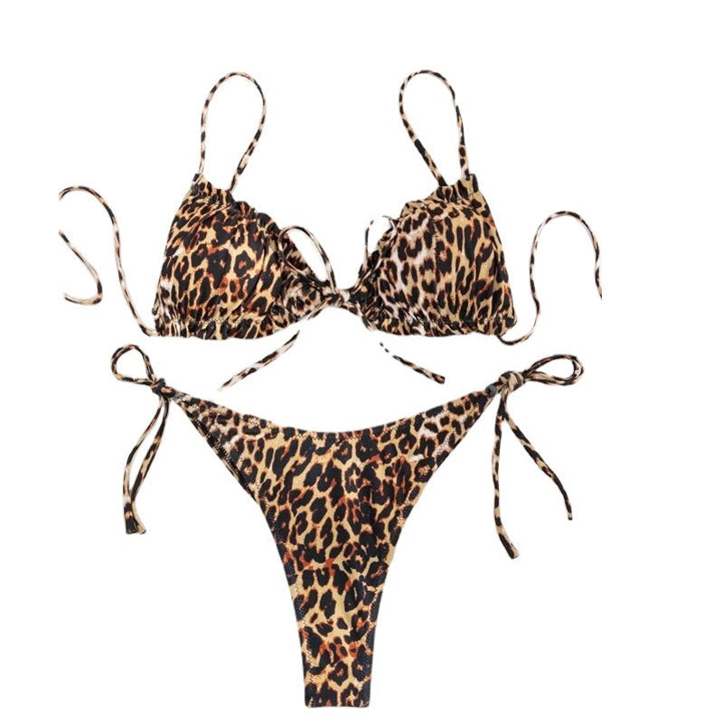 2021 New European and American Ruffled Leopard Bikini